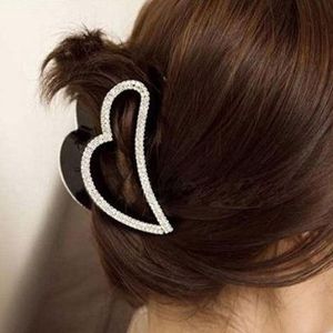 Lady Heart Shape Black Crystal Rhinestone Claw Hair Clip Hairpin Hairwear Clamp #R801
