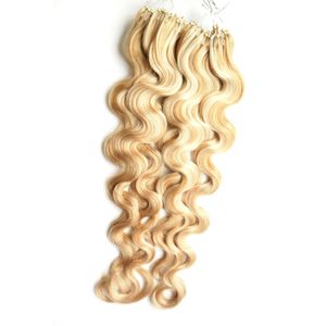 P27 / 613 Piano cor 7a micro extensões de cabelo de anel 200g Onda do corpo Micro Link Extensões de Cabelo Humano 1g / s 200s micro anel de cabelo humano