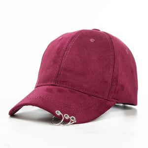 Toptan-2016 gd unisex katı halka emniyet pimi kavisli şapkalar beyzbol şapkası erkekler kadın süet snapback kapaklar spor casquette gorras