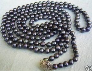 Gioielli di moda 7-8mm Nero Akoya Collana con perle coltivate 48 ''