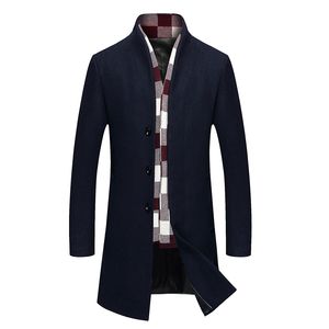 Herren Trenchcoats Großhandel - 2016 Neue Mode Trenchcoat Männer Winter Herren Wollmischung Mantel Kragen Design Lange Outwear Mantel Manteau Homme