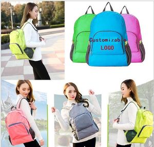 7 Farben wasserdichte leichte faltbare Tasche Nylon Unisex Reiserucksack Outdoor Sport Camping Wandern Designer Custom Rucksack 150 Stück