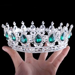 2019 Verde Esmeralda Cristal Cor Dourada Chique Royal Regal Brilhante Strass Tiaras E Coroas Nupcial Quinceanera Pageant Tiaras 15 219c