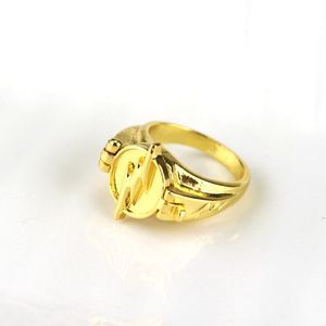 Flash De Abertura venda por atacado-Mais recente Jóias Superhero The Flash Ring Pode Abrir Capa Relâmpago Logotipo Anéis de Ouro Tamanho Para Homens E Mulheres