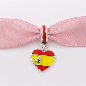Wholesale Andy Jewel 925 Silver Beads Spain Heart Flag Pendant Charm Fits European Pandora Style Jewelry Bracelets & Necklace for jewelry making 791550ENMX