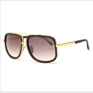 Wholesale-Fashion Luxury Mens Sunglasses Brand Designer Flat Top Lens Sun Glasses For Men Square Gold Male Sunglass Driving Big Metal Man