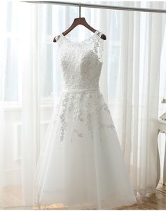 Vestido de noiva barato scoop beads vestidos de noiva curtos 2024 vestido de noiva de praia colher pérolas