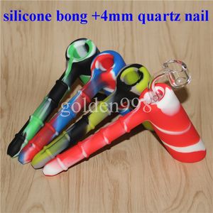 Wasserpfeifen Mini Bongs Silikon Bubbler Bong Glas Wasserpfeife Farbe mit Quarznägeln