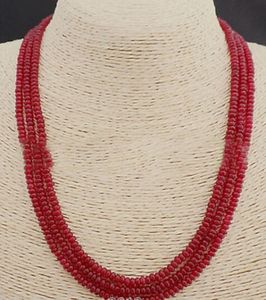 Wholesale red ruby beads necklace for sale - Group buy GENUINE TOP NATURAL Rows X4mm RED RUBY BEADS NECKLACE