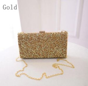 Rhinestones Women Clutch Evening Bags Crystal Wedding Bridal Handbags Purse Black Gold Silver grey 4 Colors With Chains Party Bag