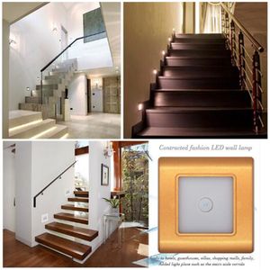 2.5W Wall Recessed LED Human Body & Light Sensor Control Intelligent Induction Led Ground Footlight Stair Step Night Lamps