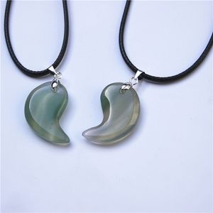 Alloy natural green agate (lovers pair) yin-yang fish. Auspicious necklace pendant