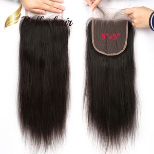 Topp 11A Grad 5x5 Swiss HD Spets stängning Front Rak Virgin Remy Human Hair Quality Peruansk Indian Malaysian Brasilian 12 14 16 18 20 22Im Bella Hair