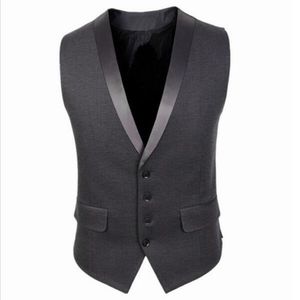 Wholesale- Brand New 2017 Mens Vests Black Grey Groomsmens Vest Four Buttons Wedding Prom Waistcoat Formal Business Vest Casual Wear