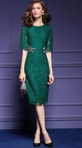 Frezowanie Luksusowe Kobiety Płaszcza Sukienka Pół Rękaw Party Dresses 021701