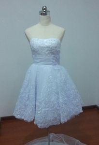 2017 Sexy Apliques de Renda A Linha de Vestidos de Casamento Com Lantejoulas Na Altura Do Joelho-Comprimento Festa de Casamento Vestidos De Noiva Vestido De Novia BW19