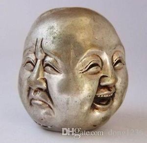 中国の古い白い銅が仏の頭の彫像を刻ませた