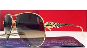 neue Männer Marke Designer Sonnenbrille Pilot Sonnenbrille großen Rahmen Bling Tier Logo Beine T8200991 Frankreich Designer Leopard Retro-Stil vergoldet