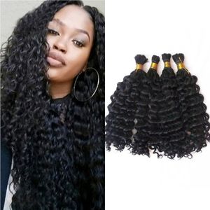 4 Bundles Bulk Human Hair for Braiding Deep Wave Malaysian Human Hair Bulk No Weft 4-28inch FDSHINE