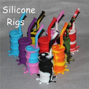 Silicone Dab Rigs com dez cores Silicone bongos de vidro Hookah com acessórios de vidro de silicone bong frete grátis