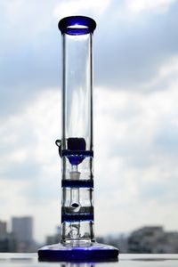 Glass tube with 3 colored honeycomb perc dab rig hookahs water pipe with 14 mm joint