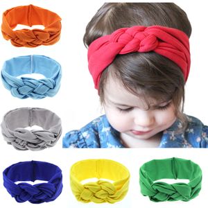 Baby elastiska bomull huvudband spädbarn flickor fläta twist turban huvud wraps barn barn stretchy comfy träning hairband 12 färger kha208