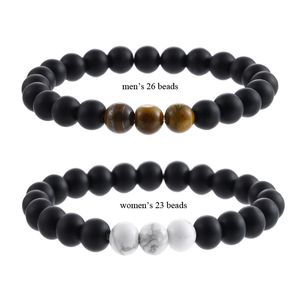 Natürliche schwarze Tigerauge Stein Perlen Liebhaber Energie Stränge Charm Armbänder Schmuck Valentinstag Geschenk für Frauen Männer