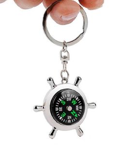Nautical Helm Compass Keychain för bil Fashion Nyckelringar Ringar Alloy Hang Charms Novelty Wholesale Creative Multi-Function Accessoarer DHL