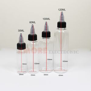 30ML 60ML 100ML 120ML زجاجة زجاجة شفاف زجاجة e السائل عصير الفاكهة النفط e-cig البلاستيك قطرة زجاجة
