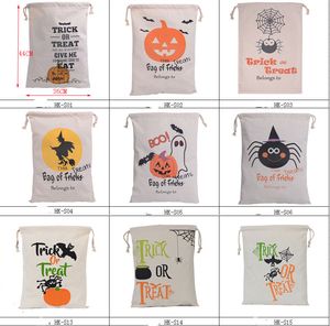 Halloween große Canvas-Taschen Baumwolle Kordelzug Tasche mit Kürbis Teufel Spinne Hallowmas Geschenke Sack Taschen Süßigkeiten Canvas Tasche gebündelte Tasche