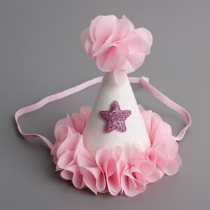 Ny söt nyfödd mini chiffongflickor spädbarn kronblad kronhatt kepsar blommor huvudband för baby tjejer födelsedagsfest hattar hårtillbehör a6888