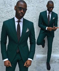 Classic Design One Button Dark Green Groom Tuxedos Groomsmen Best Man Suit Stage Męskie Garnitury Blazer (Kurtka + Spodnie + Krawat) No: 605