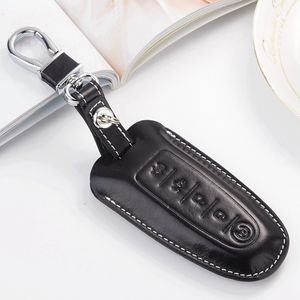 Leather Car Key FOB Cover For Ford Fusion Edge Explorer 2011 2012 Lincoln MKC 2013 MKS MKT Navigator Accessories Case Holder Chain261j