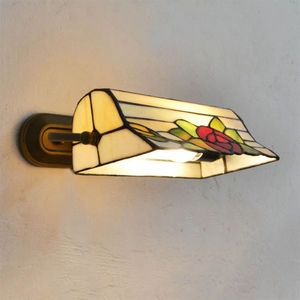 Tiffany Hallway Balcony Colorful Glass Wall Light Oblong Bank Style Corridor Wall Sconce Bedroom Bedsides Wall Lighting Fixtures