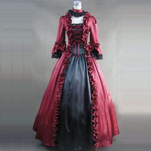 Retro Gotik Viktorya Dönemi Tarihi Kadın Parti Elbise Siyah Kare Yaka Ruffles Masquerade Prenses Balo Kostümleri Kostüm 2023