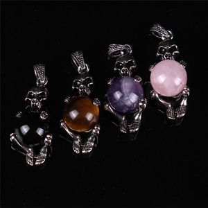 Skull Skeleton 16mm Moving Pietersite Jasper Druzy Crystal Rose Quartz Gems Ball Fantastic Lucky Pendant for DIY Making Women Charm Jewelry