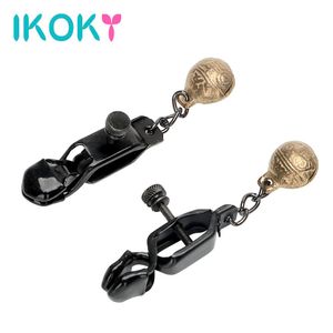 IKOKY 1 Pair Nipple Stimulator Breast Clips With Bell Erotic Toys Metal Nipple Clamps Sex Toys for Couple Adult Games q170718