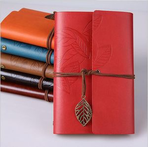 Vintage PU Leather Travel Journal Notebook spiral kraft paper notepad classical Travel blank diary loose-leaf Note Books