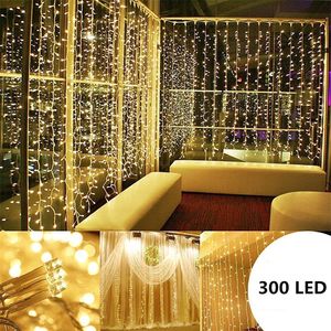 3M X 3M 300 LED Lights Wedding Christmas String Birthday Party Outdoor Home Warm White Decorative Fairy Curtain Garlands