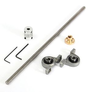 Freeshipping Edelstahl T8 Leitspindel 300 mm 8 mm Messing Kupfermutter + Lagerhalterung Aluminium Flexible Kupplung für 3D-Druckerteile