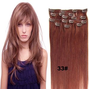 Indian Clip in Human Hair Extensions 16 - 24 inch remy hair for Full Head free shipping