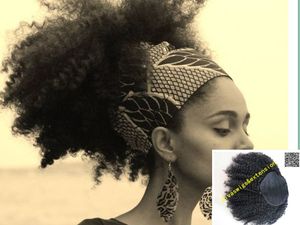 Natural big puff,Kinky Curly Ponytail Hair Extenions Clip in Unprocessed Real Brazilian Hair Ponytail Afro Kinky Curly natural puff human