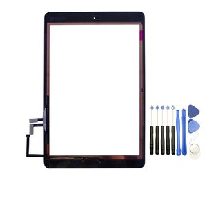 10PCS Touch Screen Glass Panel Digitizer with Buttons Adhesive Assmembly for iPad Air with Tools Black and White