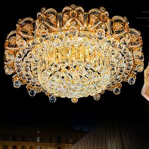 Modern Crystal Ceiling Chandeliers Lights Fixture LED Gold Ceiling Lamps Home Indoor Lighting Warm Neutral Cold White 3 Color Changeable with Controller