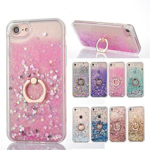 Cell Phone Cases Bling Liquid Case For iPhone X 8 7 Quicksand Dynamic Ring Holder Cases TPU Frame Cover For iPhone 6 6S 7 Plus 4J7Y