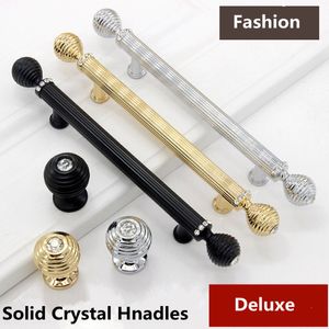 192mm handle modern fashion deluxe Top quality K9 Crystal villa furniture handles silver gold black wardrobe wine cabinet handles 5" 96mm