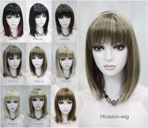 Darmowa Wysyłka Uroczy Piękny Nowy Gorący Sprzedaj Best 11 Kolor Wybierz krótkie Proste Bangs Kobiety Panie Daily Hair Wig Hivision Natural