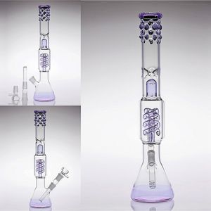 Lavendel lila hookahs med fog 18.8mm raka skål oljeplattor Recyler glas bongs 37cm långa spolade hoorkhs
