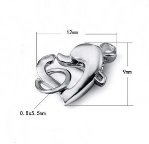 10pcs Sterling Silver Heart Lobster Claw Clasp Hooks For DIY Craft Fashion Jewelry Gift X11mm W292