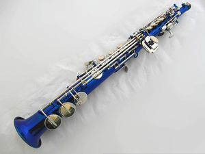 Suzuki Yüksek kalite B düz soprano sax klasik mavi boya gümüş anahtar Müzik aletleri soprano saksafon